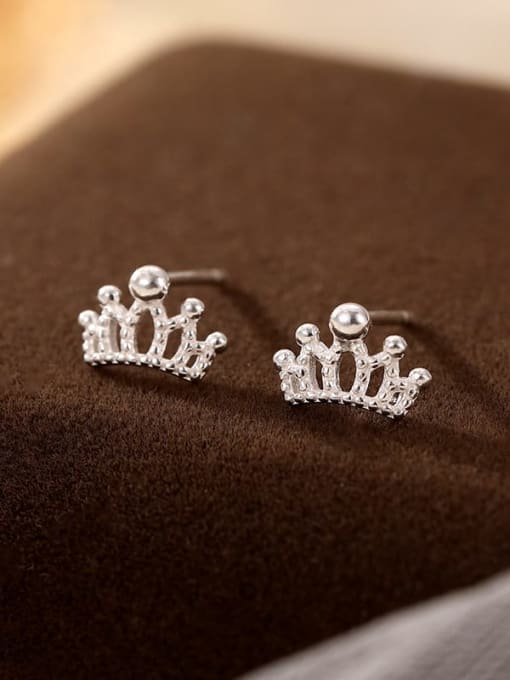 ES2508 [99 Crown] 999 Fine Silver Flower Cute Stud Earring